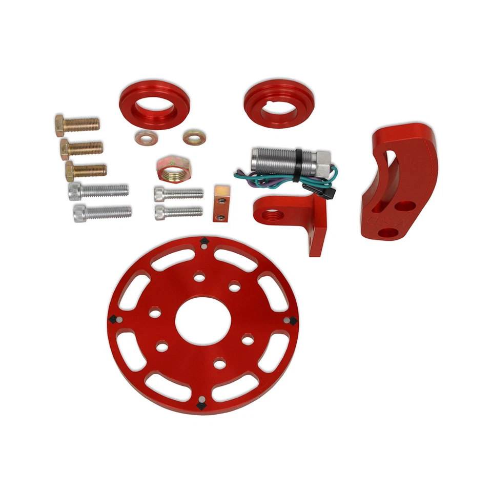 Kit de roda gatilho manivela MSD 6,25" ímã voador vermelho para bloco pequeno Chevy/GMC - Imagem 4 de 4