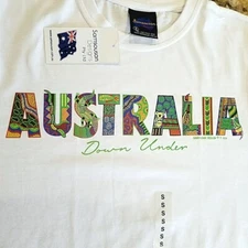 Nwt Australia Down Under T Shirt Size S Australian Aboriginal Art Spell Out Tee