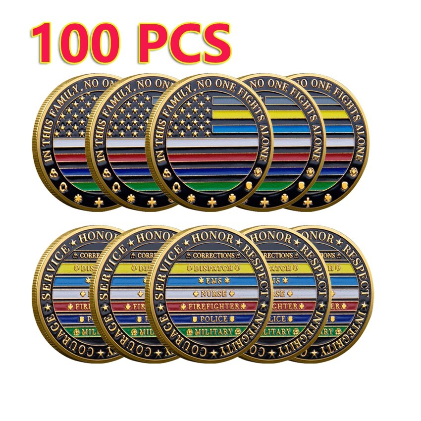 100X Challenge Coin Police/ Firefighter/ Dispatcher/ Correction All Lives Matter