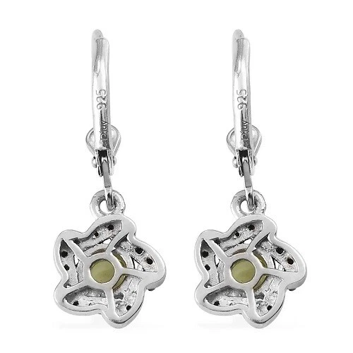 Peridot & Natural Thai Black Spinel Flower Earrings Platinum Over SS 1.80 ctw - Image 4 of 4