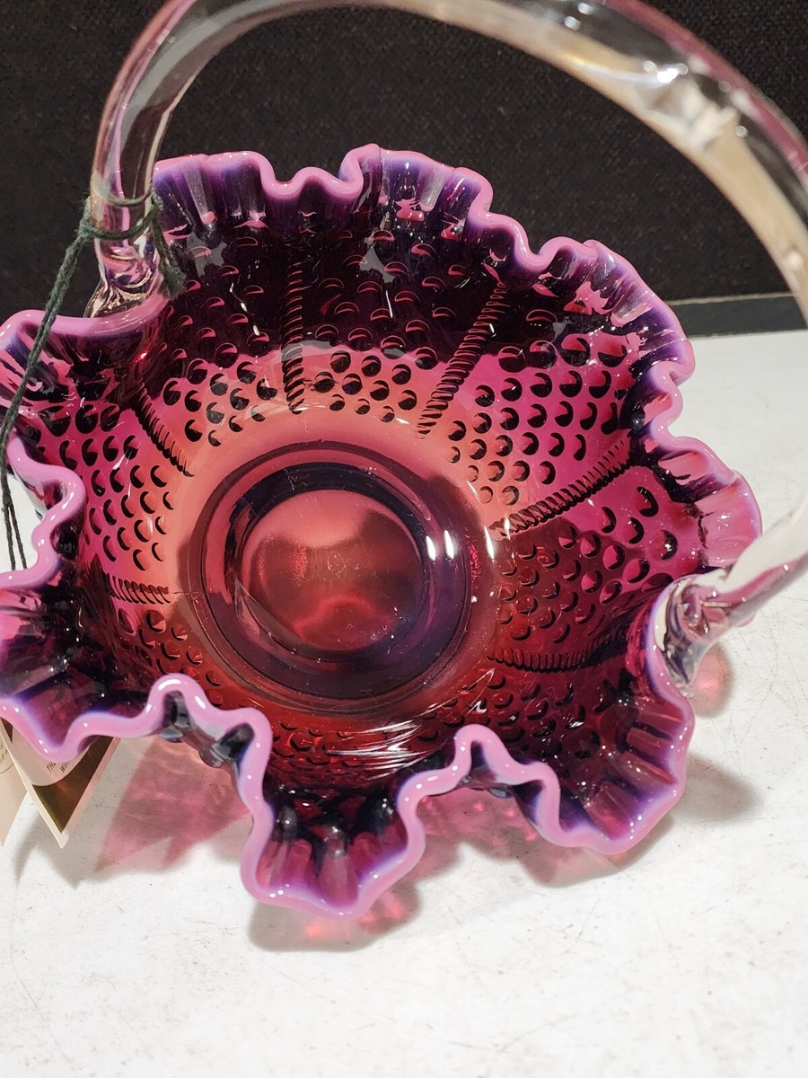 VINTAGE FENTON GLASS PLUM DEEP PURPLE OPALESCENT HOBNAIL 8