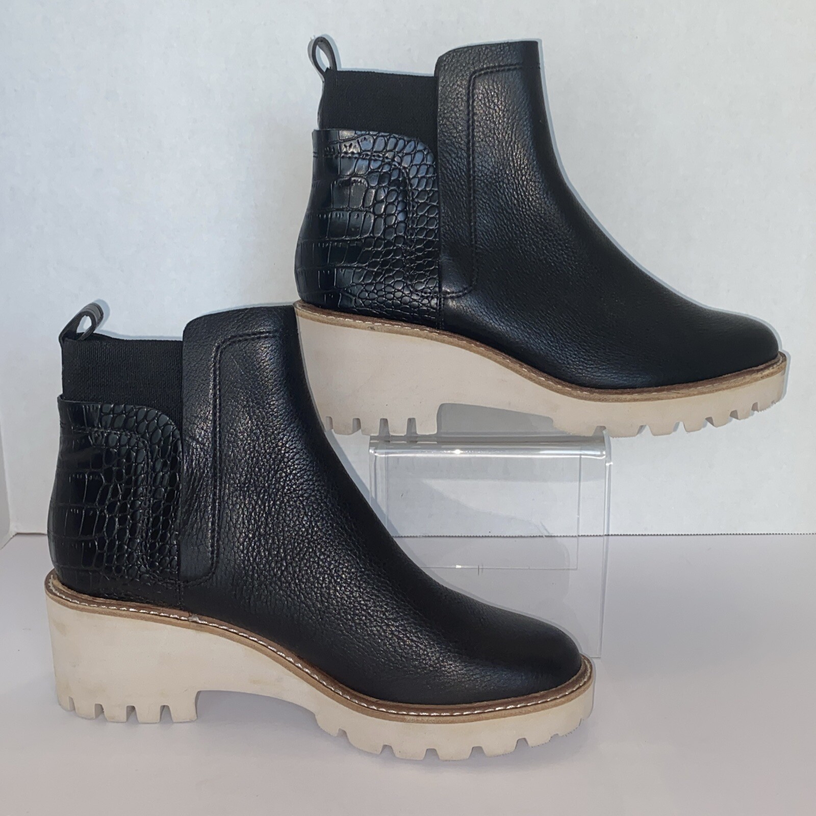 SAOLA Stivali Dolce Vita donna Huey H2O taglia 9 5 neri impermeabili tacco grosso suola a strappo