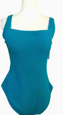 Women's Kona Sol Textured Square Neck High Coverage One Piece Green Swimsuit 16