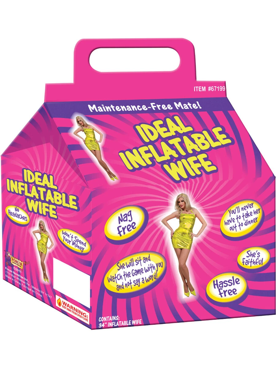 Inflatable Wife Bachelor Party Gag Gift - Nag Free & Faithful Toy Blow Up  Doll