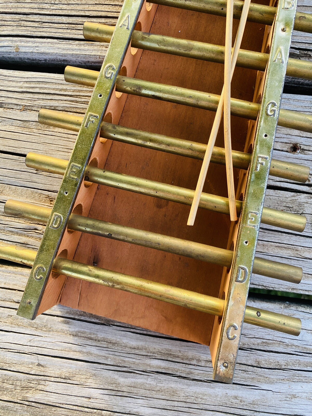 Vintage Antique wood brass xylophone music instrument eBay