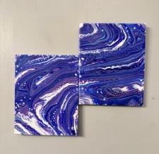 Original Abstract Art Acrylic Fluid Pour Flow Painting On Canvas Wall Decor