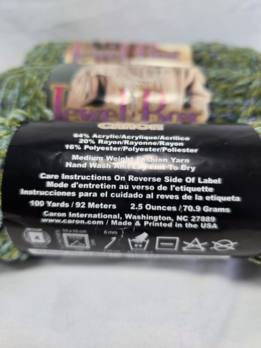 Lot Of 3 Caron Jewel Box Chenille Yarn Emerald Ombre 0009 100 Yards 92 Mts Each - Picture 4 of 6