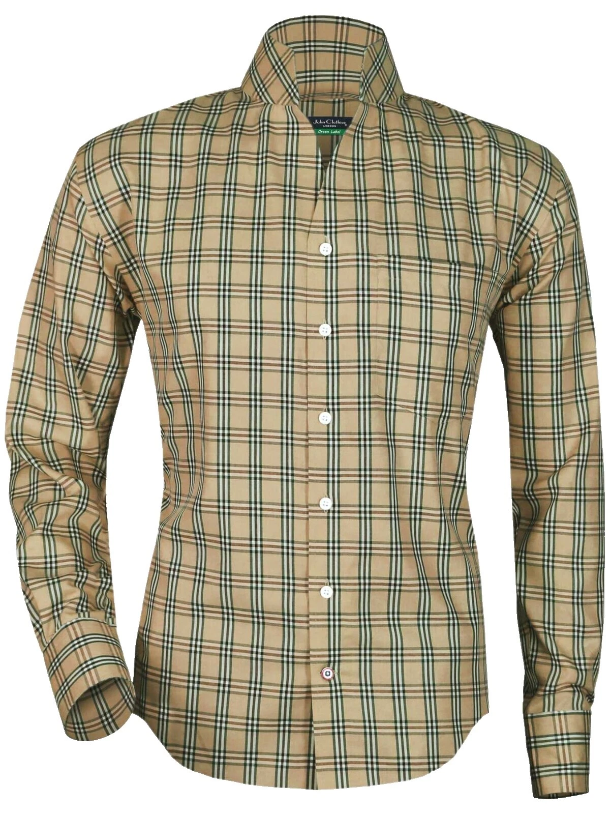 Marrón 100% Algodón Camisas de vestir para hombres