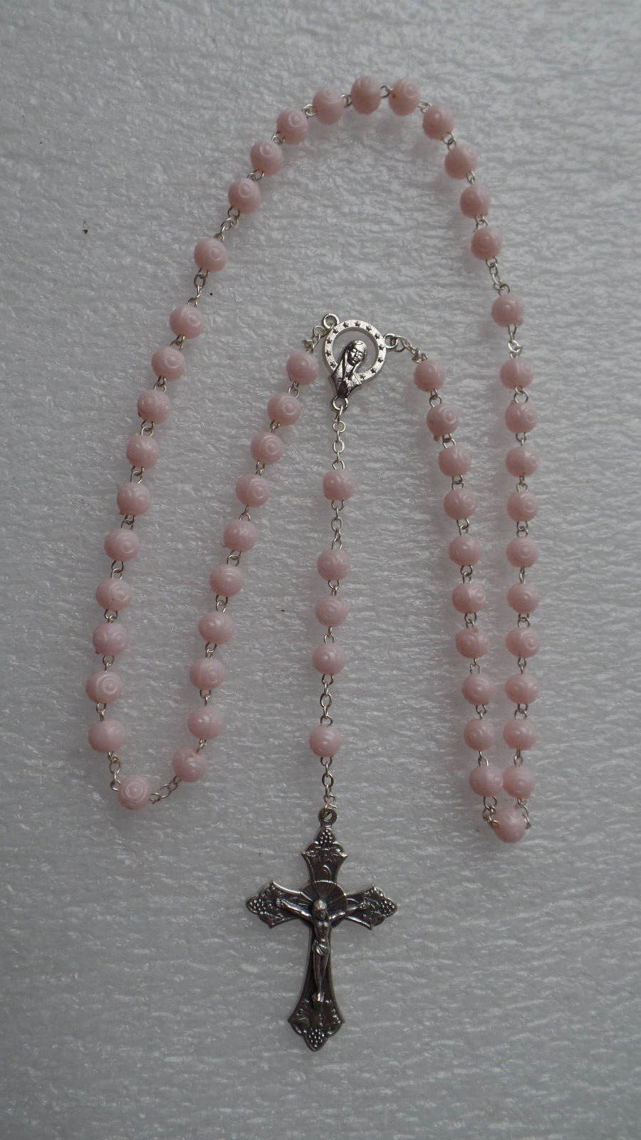 Rosenkranz, Kunststoff-Röschen-Perlen Rosa Kette Rosary Chaplet Nr.1749 Neu