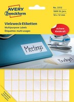 Avery Zweckform 3312 Haushaltsetiketten Selbstklebend (18 X 12 Mm, 1.800 Aufkleb