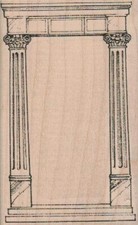 Columned Entrance 3 x 4 3/4" Rubber Stamp, Structures Stamp, Places Stamp