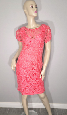 Theia Pink Cap Sleeve Lace Sheath Cocktail Dress 6 | eBay Theia Pink Cap Sleeve Lace Sheath Cocktail Dress 6 | eBay