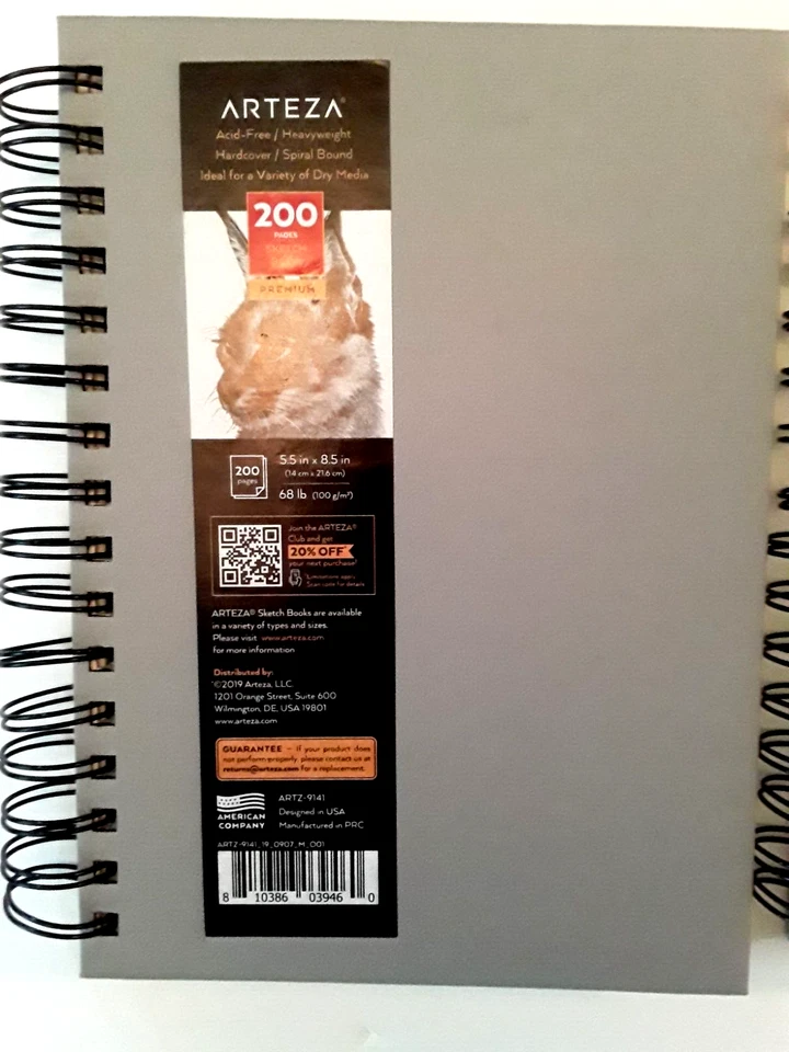 2 Arteza Gray Sketch Books Drawing Pads 200 Sheets Each 68 lb 5.5x8.5" Acid Free - Image 2 of 4