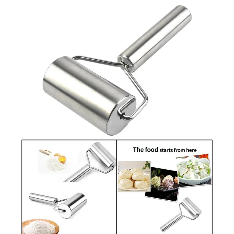 Stainless Steel Roller Rolling Pin w/ Handle for Pastry Pizza 2025 NEW FAST SHIP - Image 2 of 4