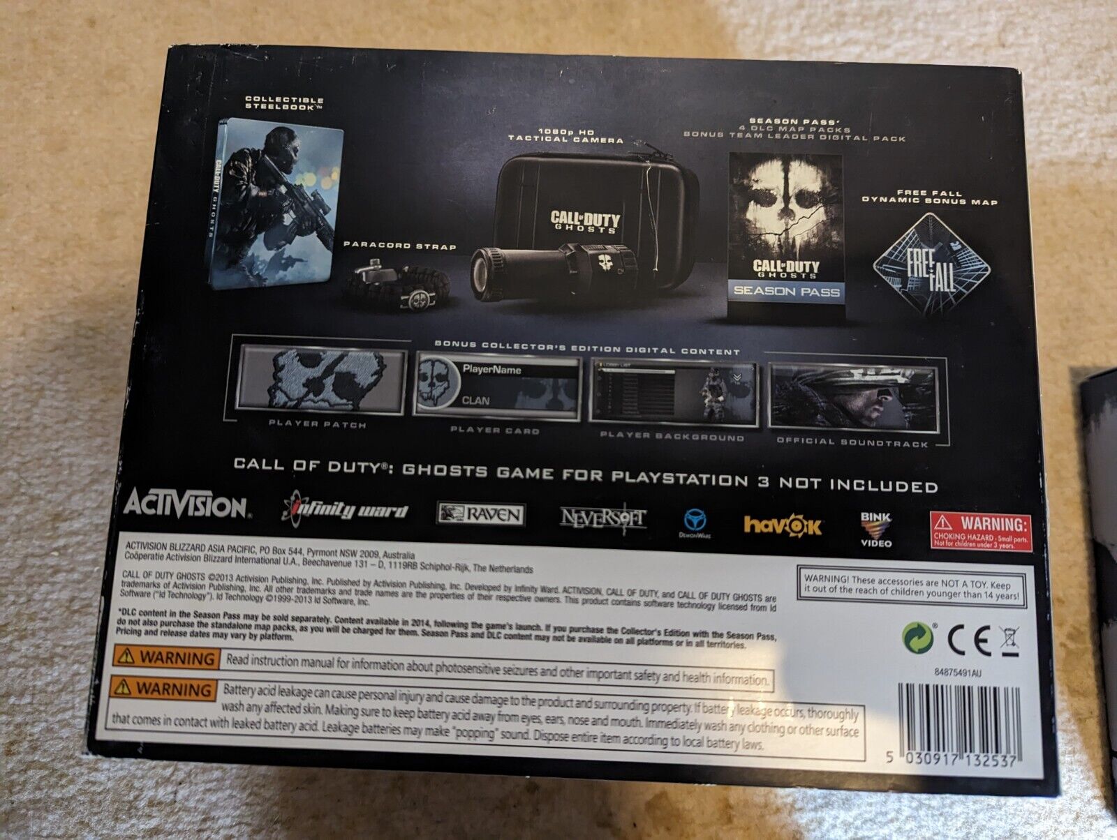 2nd & Charles - Call of Duty Ghosts Prestige Edition on PS4 just came in  the buyback. It comes with a 1080p HD tactical camera, a paracord strap and  the steelbook collectible