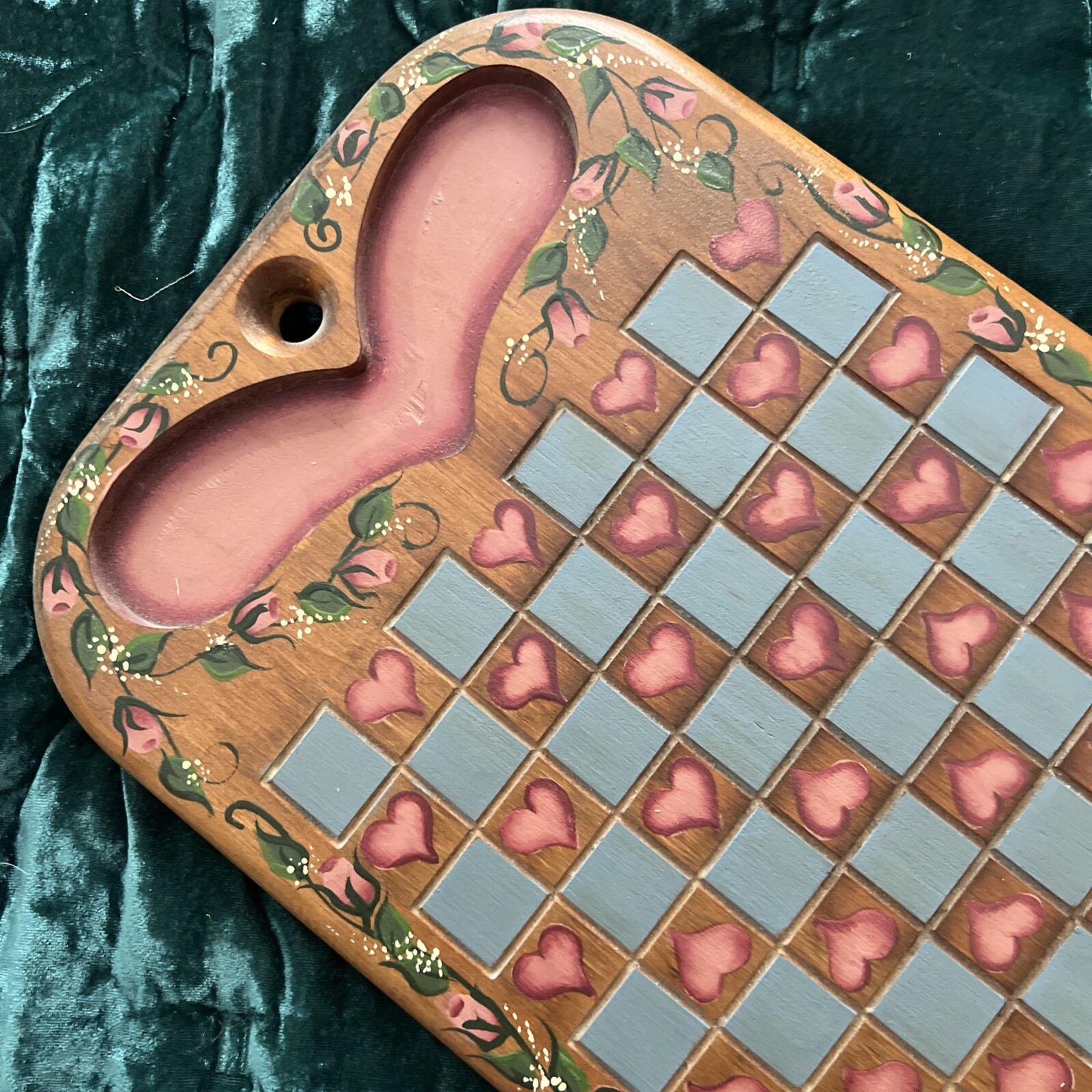 Wood Folk Art Checkers Chess Game Board Tray Wall Art Americana Hand ...