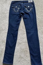 True Religion Skinny Julie Jeans Crystal Pockets Size 28 (32/33.5) Made In USA