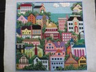 Completed Back Bay (Boston, Massachusetts?) Needlepoint - 14" x 14" Design