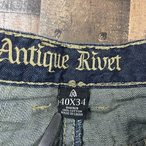 Mens Antique Rivet 100% Cotton Denim Jeans Size 40X34 - Picture 4 of 8