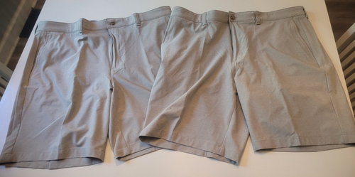 2 NEW Ben Hogan Performance Men's Active Flex Golf Shorts Khaki Size 38 UPF 50