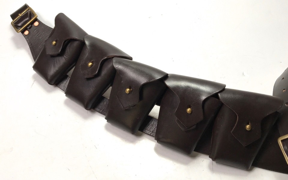 PRE-WWI BRITISH P1903 LEATHER 5 POCKET AMMO BANDOLEER BANDOLIER-LIGHT ...