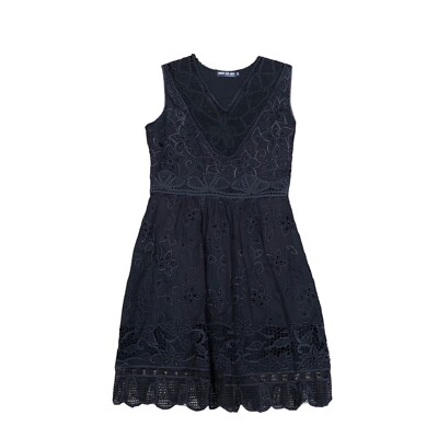 D'SEU DO CEU Por Almerinda Maria Lace Dress Women's 40 MEDIUM Black Knee Length
