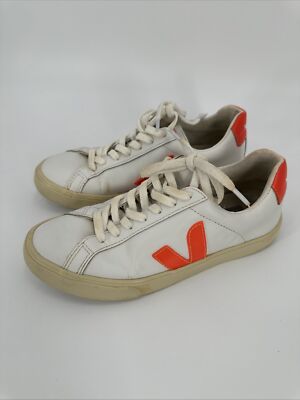 Women's Veja Esplar Extra White Mia Orange Leather Low Top Sneakers Shoes Size 5