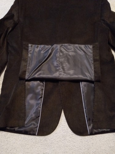 STAFFORD Classic fit deep dark brown corduroy sportcoat/jacket elbow patches 48L - Picture 4 of 8