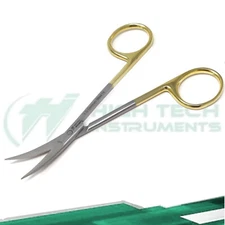 Premium GERMAN TC Iris Scissors 4.5" Curved Surgical Dental Instruments 