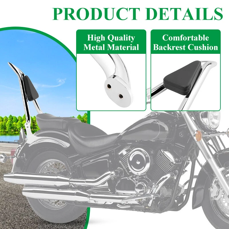 Passenger Backrest Sissy Bar For Yamaha V-star 1100 XVS1100 Custom 1999-2024 Foto 2 de 4