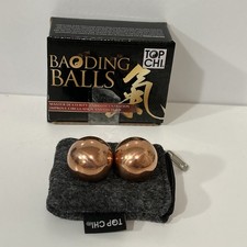 Solid Copper Baoding Balls w/ Carry Pouch for Hand Therapy, Exercise, & Chi Flow