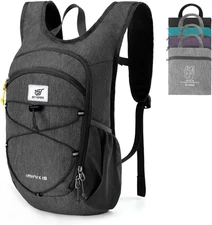 SKYSPER 15L/20L Foldable Hiking Backpack Lightweight Packable 15L, Black