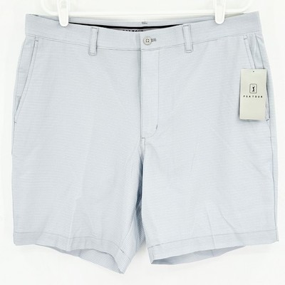 PGA TOUR Men's Golf Shorts Size 36 Blue Gray Micro Print Gripper Waistband NWT