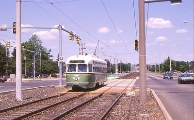 SEPTA Streetcar Route 13 Darby Median Right of Way Street Scene 35mm Slide PA