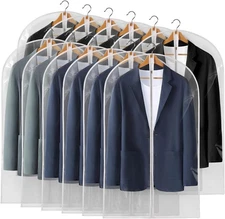 40"All Clear Garment Bags for Hanging Clothes 12 Packs Suit for Closet Storage