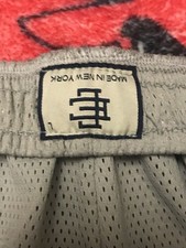 Eric Emanuel Lightning Bolt Mesh Basketball Shorts Gray Blue Men's Size L