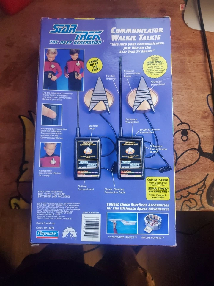 NOS Playmates 1993 Star Trek The Next Generation Communicator Walkie Talkie 6119 - Image 2 of 2