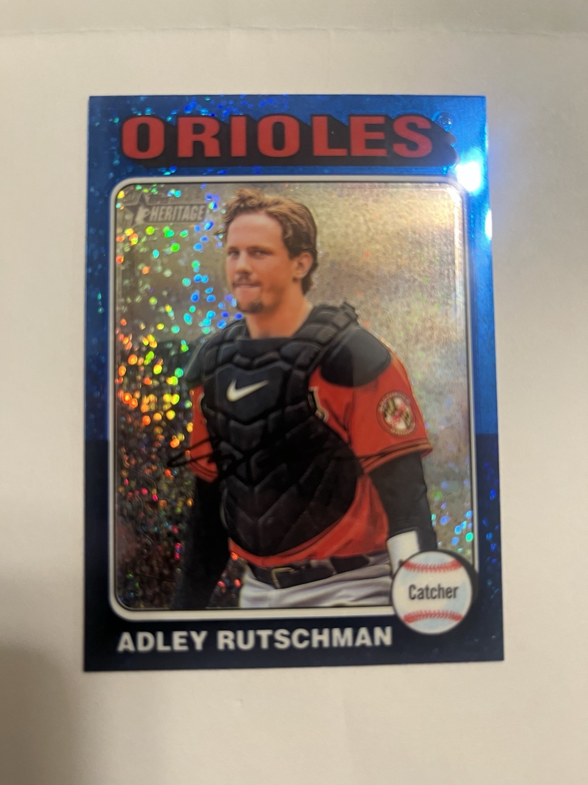 2024 Topps Heritage - Adley Rutschman #188 Chrome Blue Sparkle Refractor