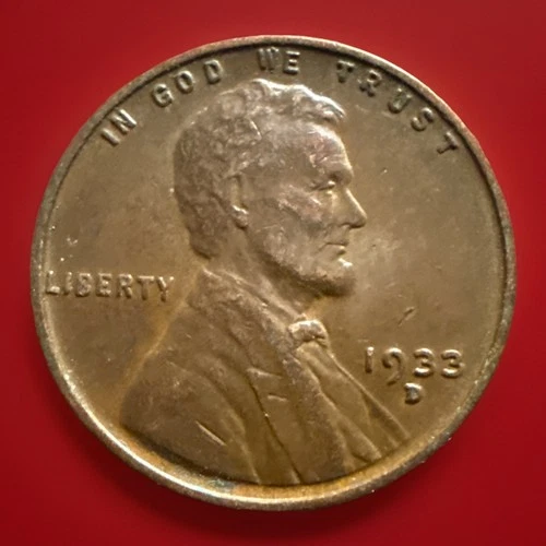 1933-D AU BN Lincoln Wheat Penny Denver Mint ACTUAL COIN FAST SHIPPING 1938