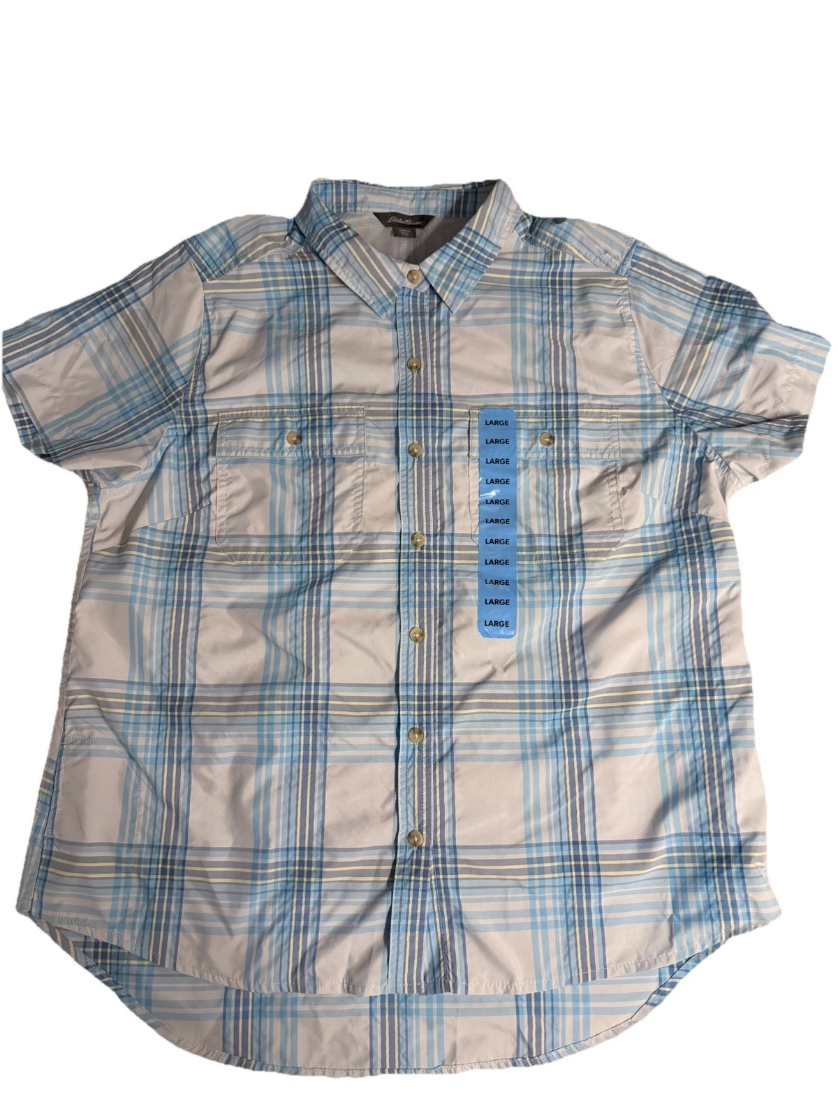 Eddie Bauer Men’s L Performance Short Sleeve Shirt Fishing Hiking Travel.K29