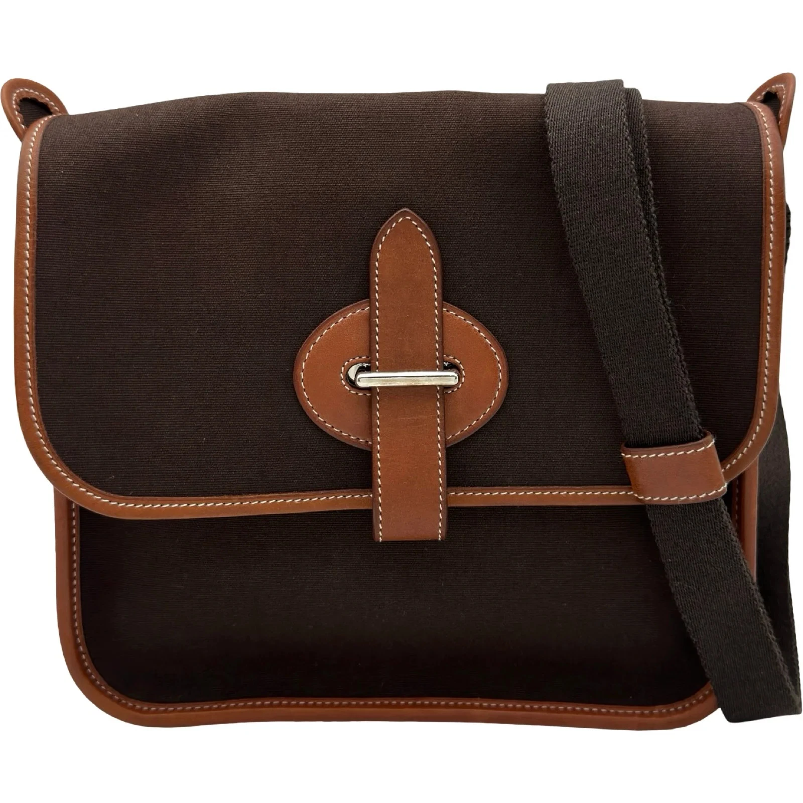 Hermes — HERMES Buena Vista PM Brown Toile Canvas Shoulder Bag #OKB3801