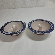 Stoneware Apple Baking Dishes Original Baker Paris Maine Pottery Set of 2 Blue