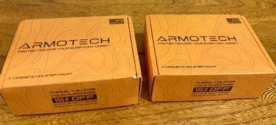 Two (2) ARMOTECH Magnetic Holster mounts new in box hardware included 