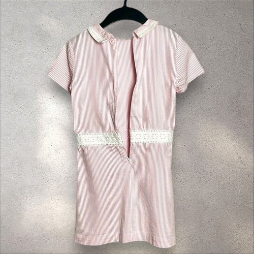 Pink Seersucker Brooks Brothers Girl’s Dress Cotton Eyelet Trim Short Sleeve 8 - Picture 6 of 8