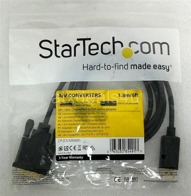 StarTech DP2DVIMM6BS 6FT DisplayPort to DVI Active Adapter Cable New