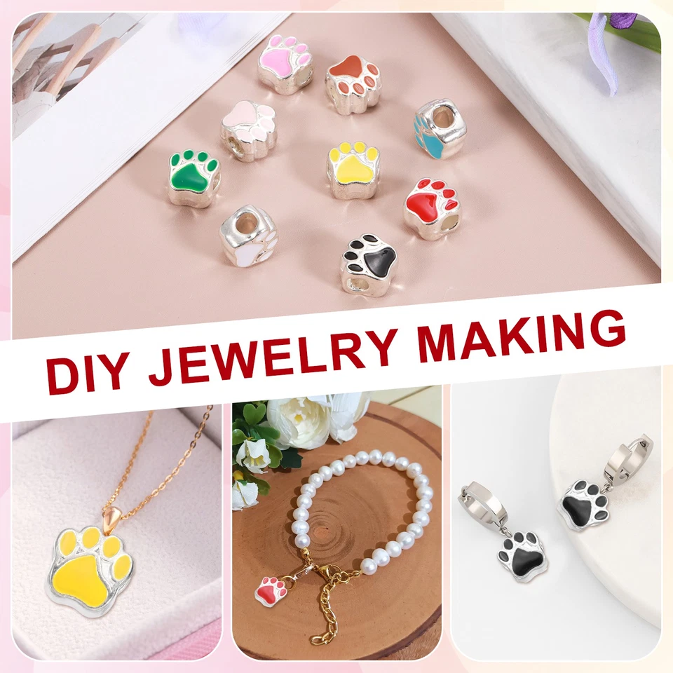 Эмаль лапы печати подвески, сплава собаки кошки лапы большой отверстие бисер, 20 шт. (синий) - Изображение 4 из 4