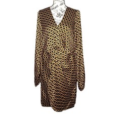 Mink Pink (L) Gold Patterned Front Bunch Snap V Neck Valentina Mini Dress