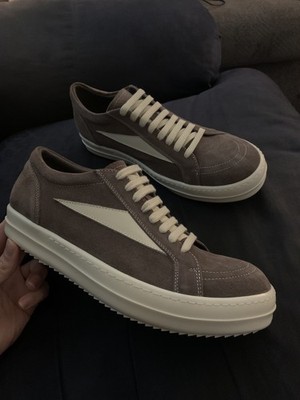 New Rick Owens Drkshdw Vintage Suede Low Brown Sneakers Size 12