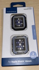 Insignia- Bumper Cases for Apple Watch 46mm 2-Pack - Black/Clear New Open Box