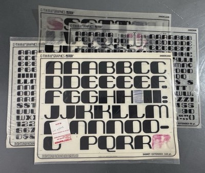 C-THRU Graphics 1976 Rub-On Dry Transfer Letters Signet Vintage 4 Sheets